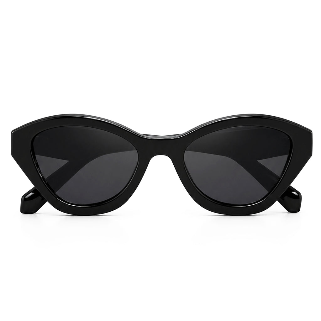 Black Prada cat-eye sunglasses side profile with logo temple