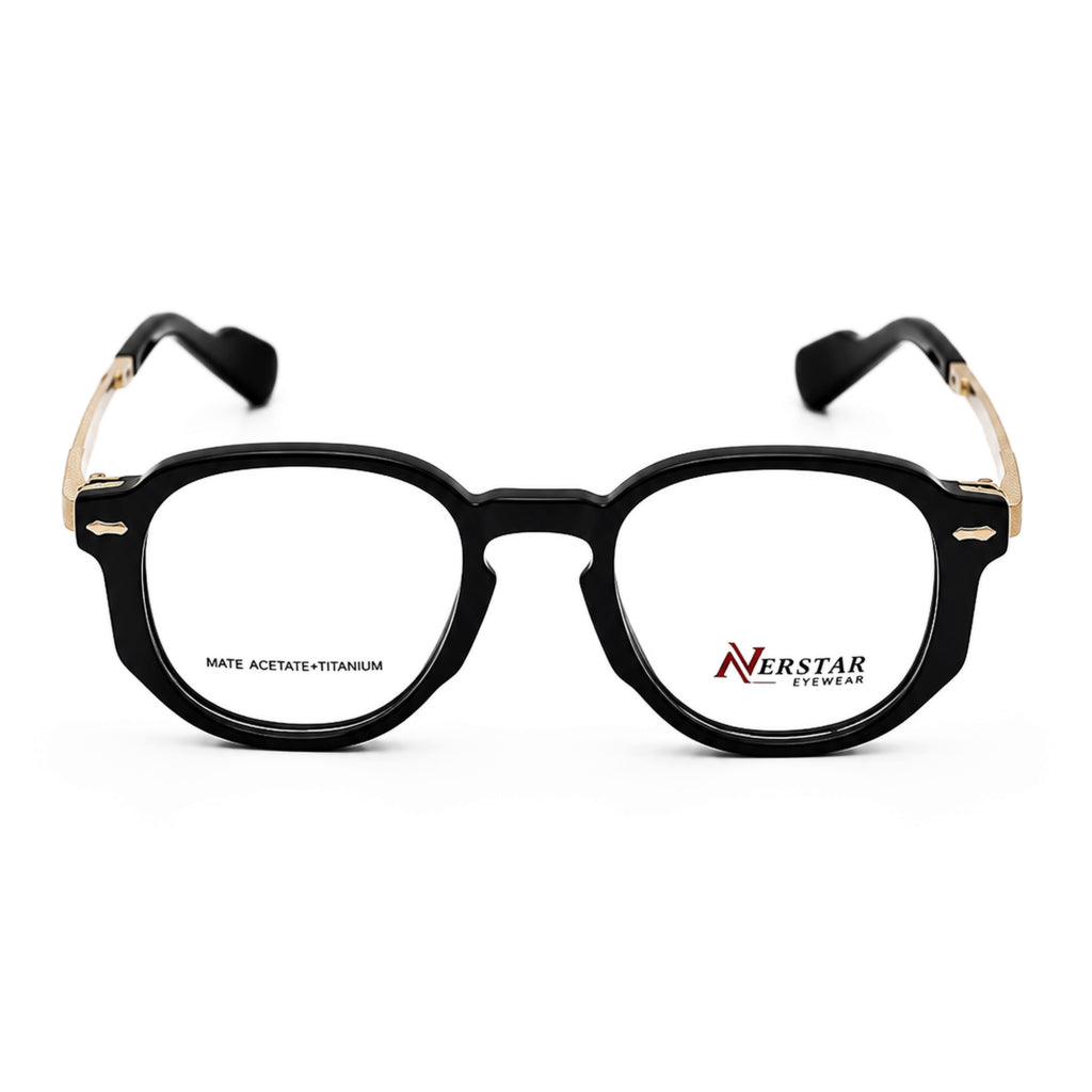 Nerstar black geometric eyeglasses front view