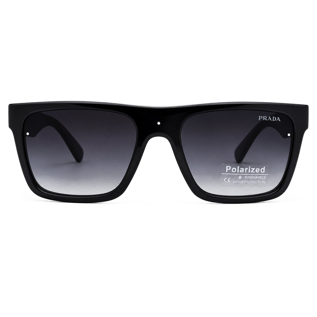 Black Flat-Top Square Sunglasses with Prada Milano Badge