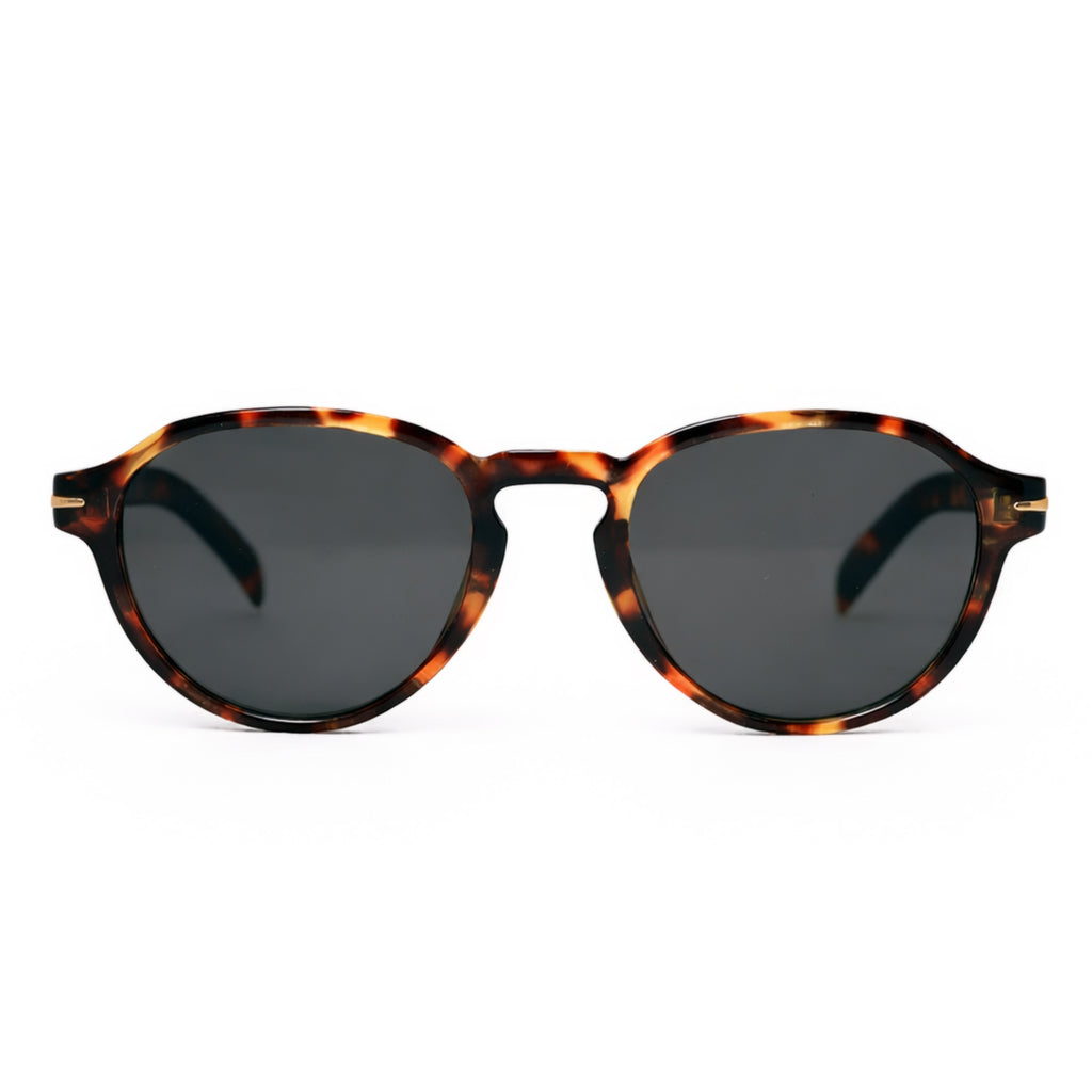 Tortoise Round Pilot Sunglasses with Double Bridge