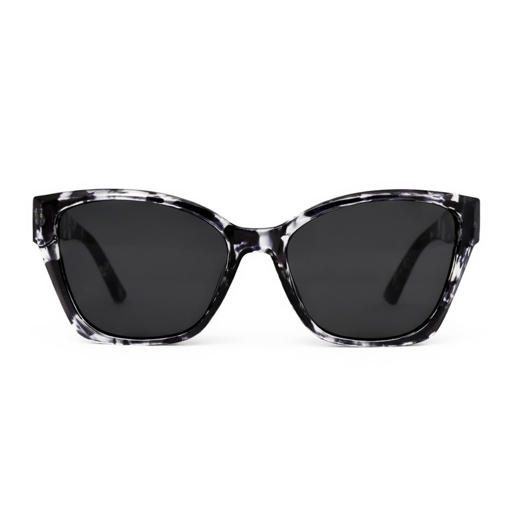 Black & White Marble Cat-Eye Sunglasses with BB Logo