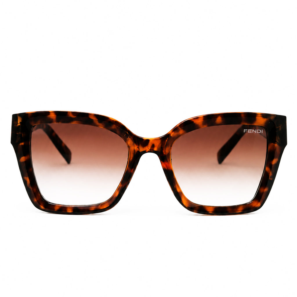 Tortoise Oversized Cat-Eye Sunglasses with FF Gold Hinge