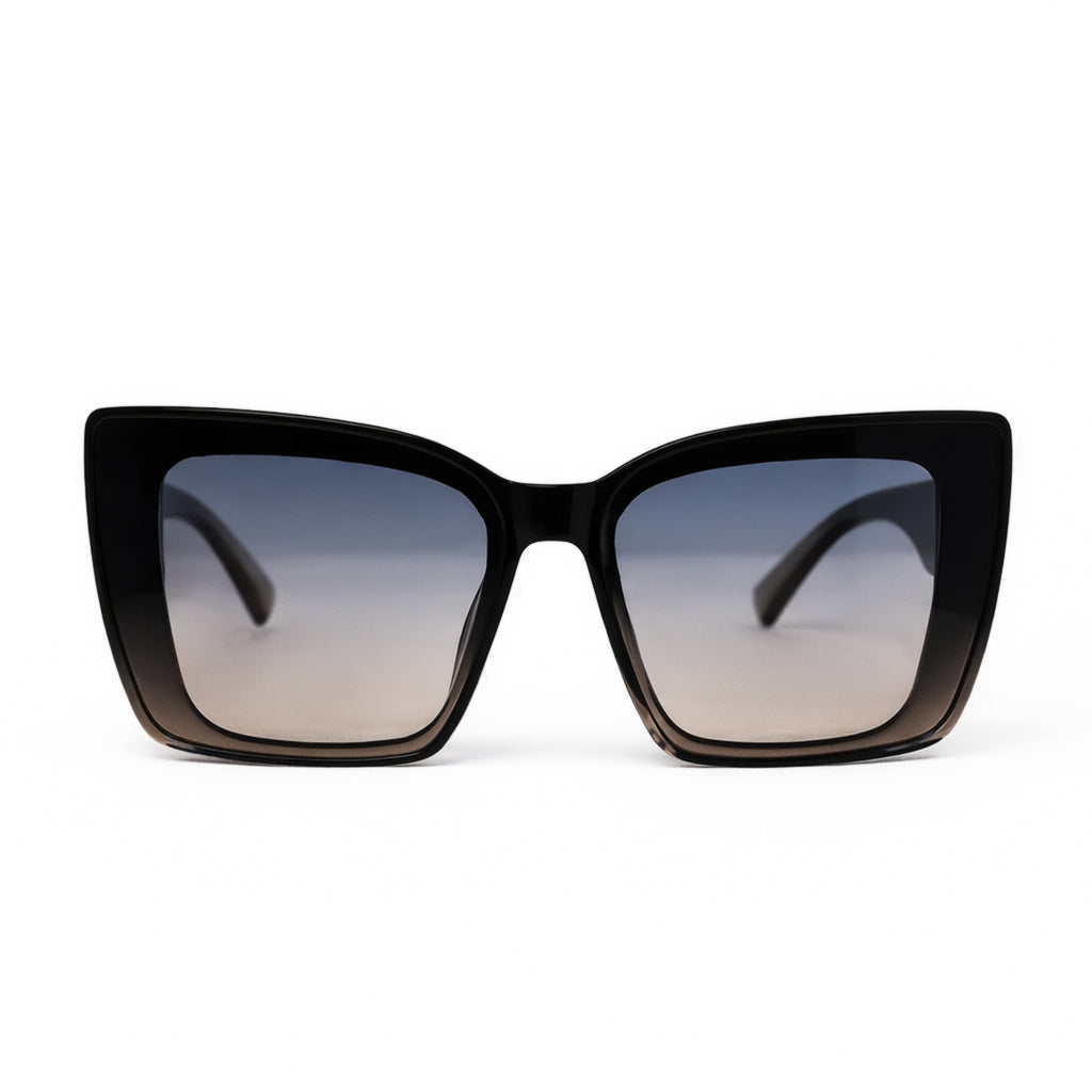 Black V-Logo Oversized Square Sunglasses