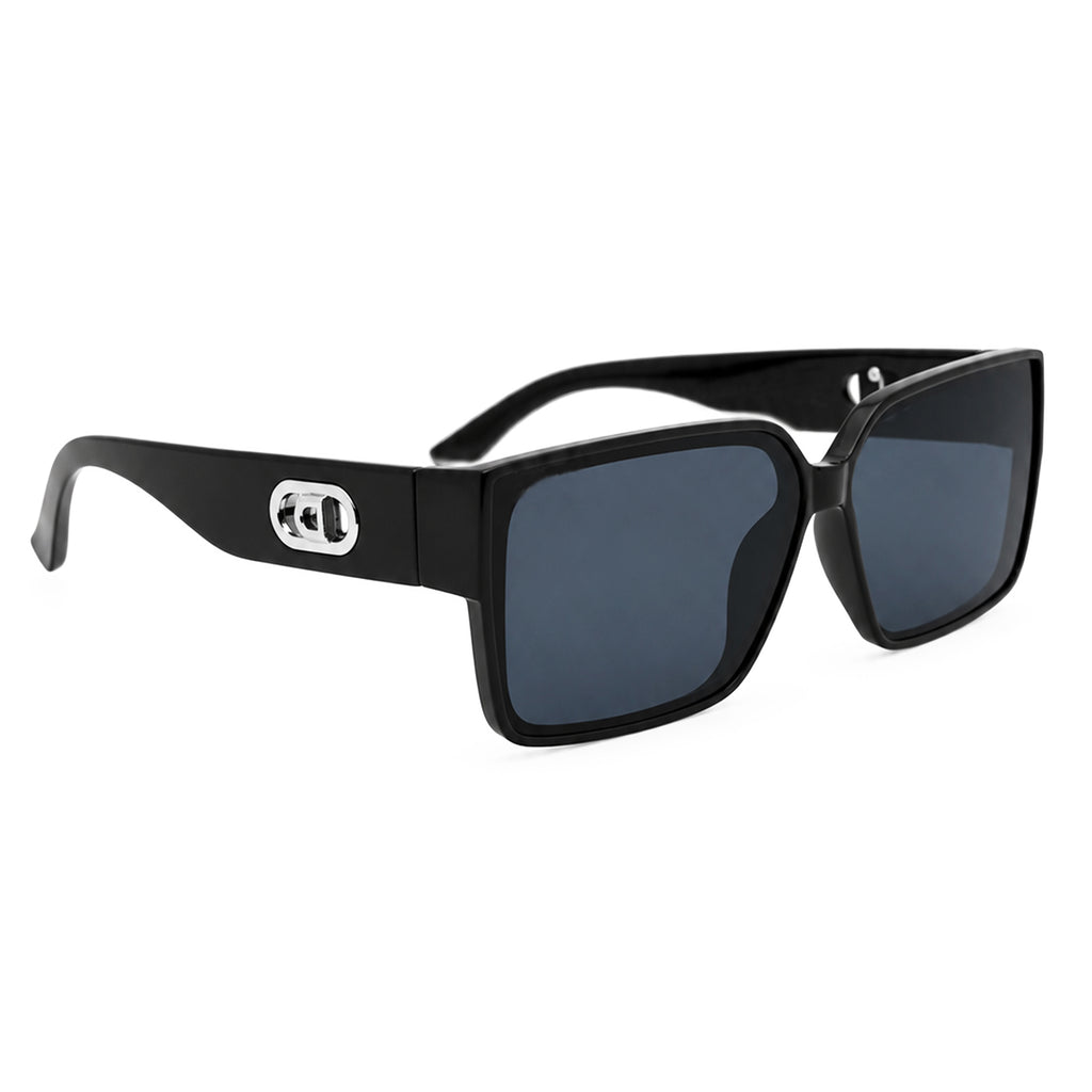 Black Oversized Square Sunglasses with Silver DITA Logo Hinge